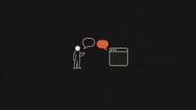 A person and an app exchanging speech bubbles