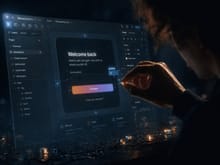 A designer noodling in Figma — adjusting padding and tweaking gradients on details that may not matter